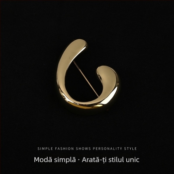 Broșă din cupru, formă de picătură de apă, geometrică, placare electroplată