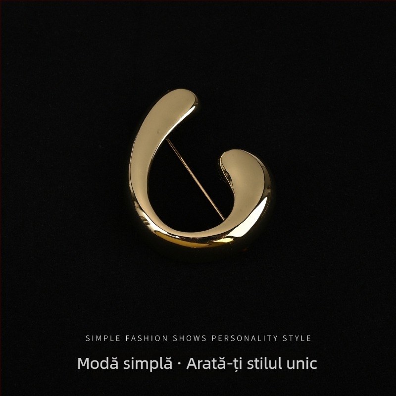 Broșă din cupru, formă de picătură de apă, geometrică, placare electroplată