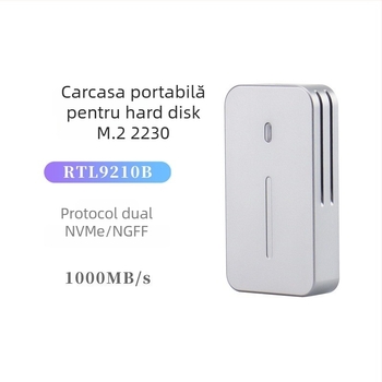 Carcasă SSD M.2 NVMe/NGFF 2230, protocoale duale, USB 10 Gbps, carcasă CNC din aliaj de aluminiu pentru disipare termică