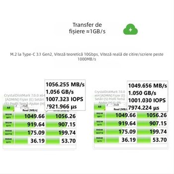Carcasă SSD M.2 NVMe/NGFF 2230, protocoale duale, USB 10 Gbps, carcasă CNC din aliaj de aluminiu pentru disipare termică