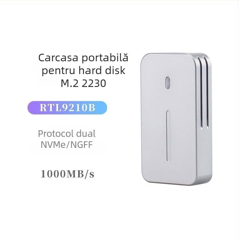 Carcasă SSD M.2 NVMe/NGFF 2230, protocoale duale, USB 10 Gbps, carcasă CNC din aliaj de aluminiu pentru disipare termică