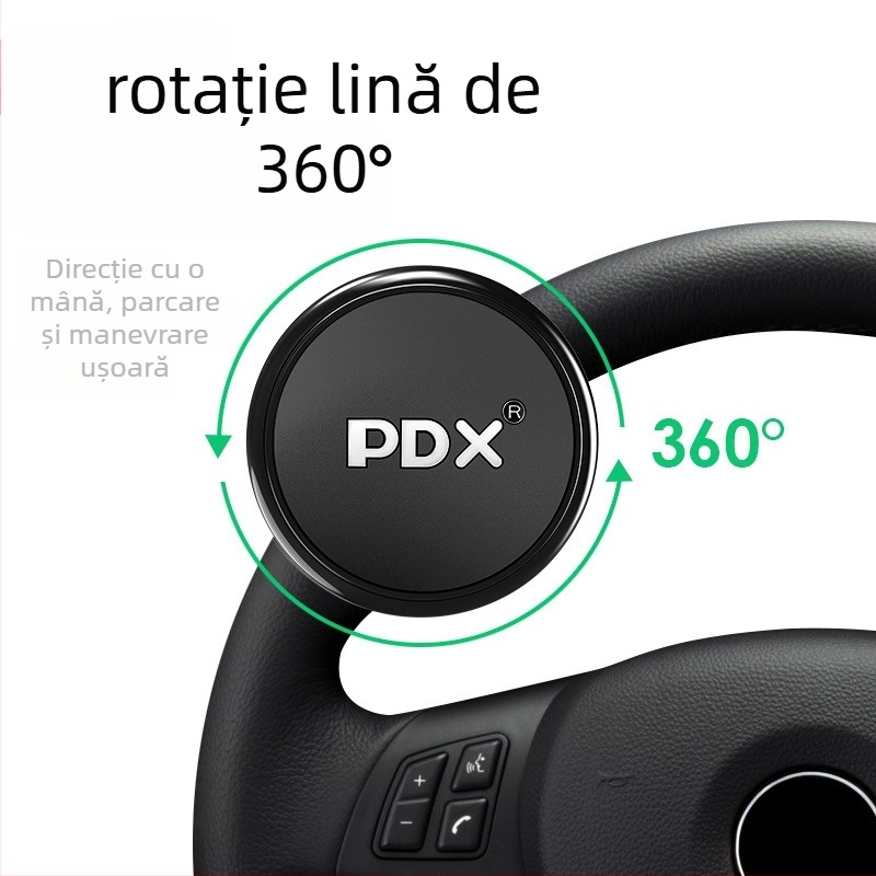 Husă de volan cu booster ball – sistem auxiliar de direcție, potrivire universală, plastic, brand PDX, fără logo, fără personalizare