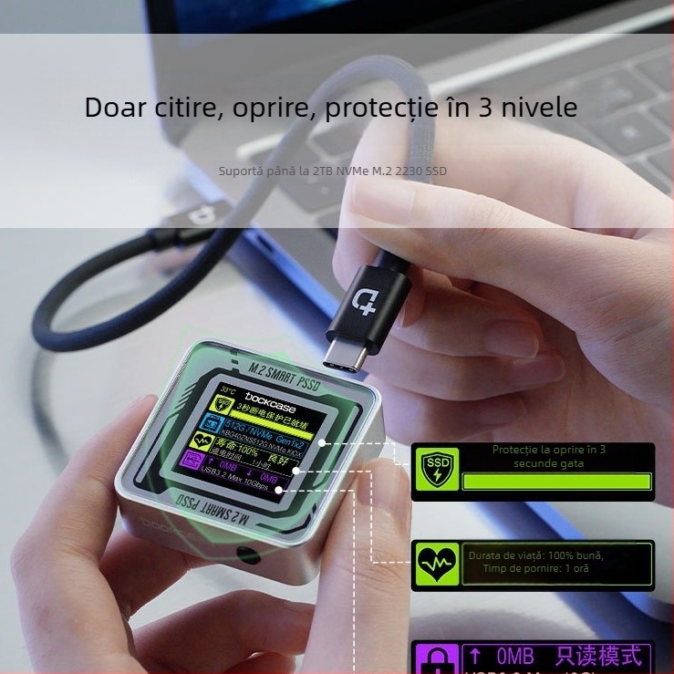 Dockcase Carcasă SSD M.2 2230 cu ecran pentru iPhone 15 Pro/Pro Max