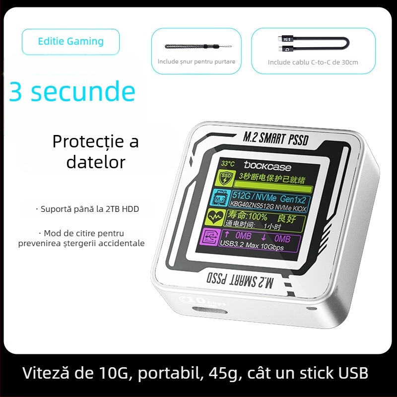 Dockcase Carcasă SSD M.2 2230 cu ecran pentru iPhone 15 Pro/Pro Max