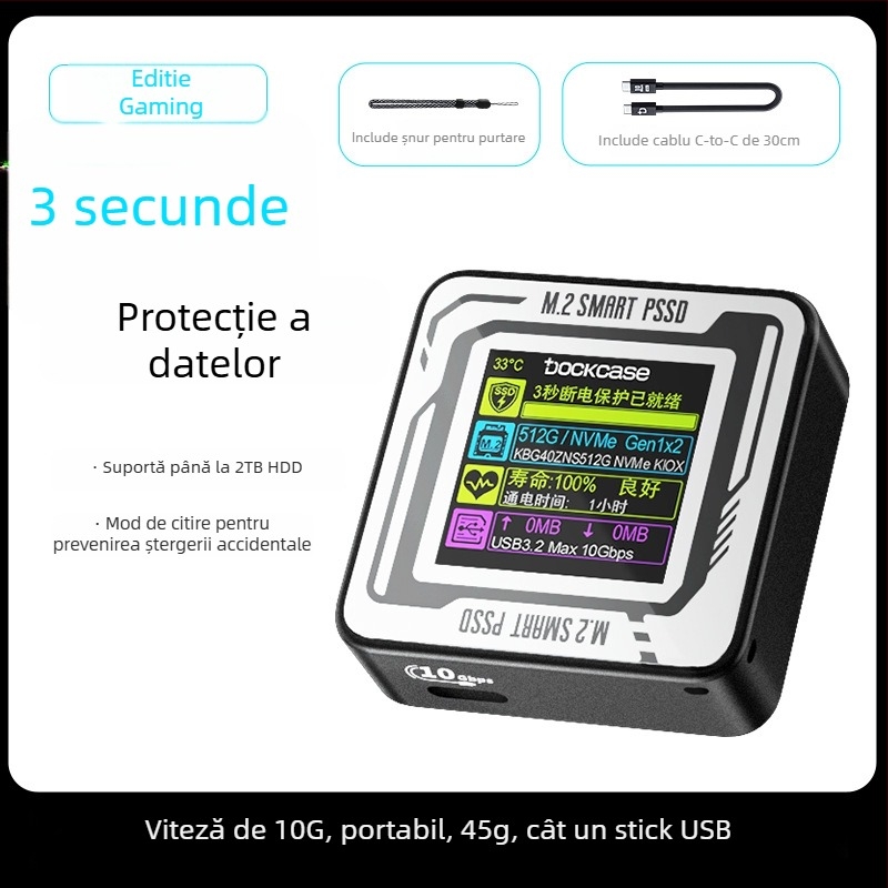 Dockcase Carcasă SSD M.2 2230 cu ecran pentru iPhone 15 Pro/Pro Max