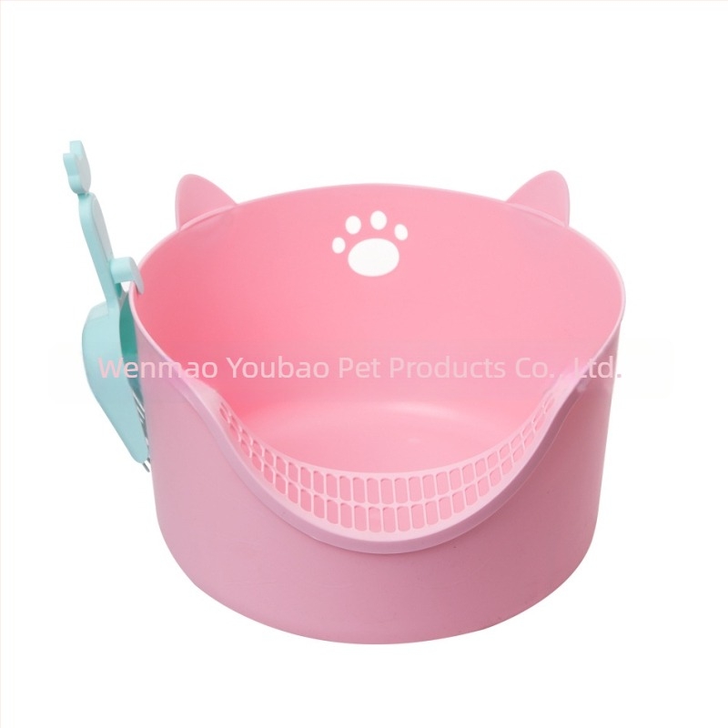 Cutie de nisip pentru pisici, cu design semiînchis, anti-strop, material PP, potrivită pentru pisici și pisoade