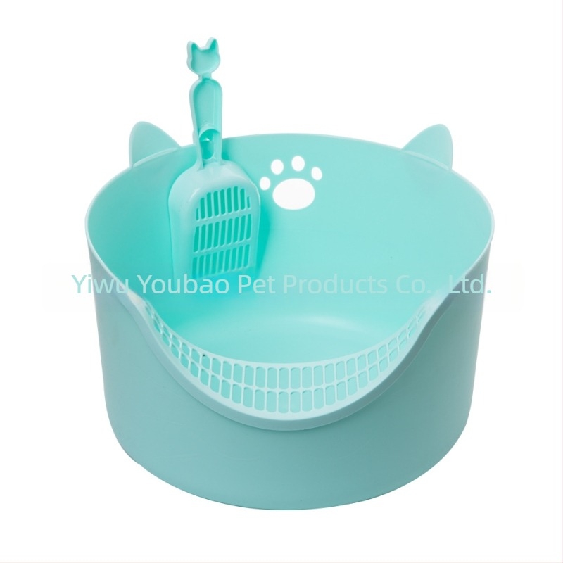 Cutie de nisip pentru pisici, cu design semiînchis, anti-strop, material PP, potrivită pentru pisici și pisoade