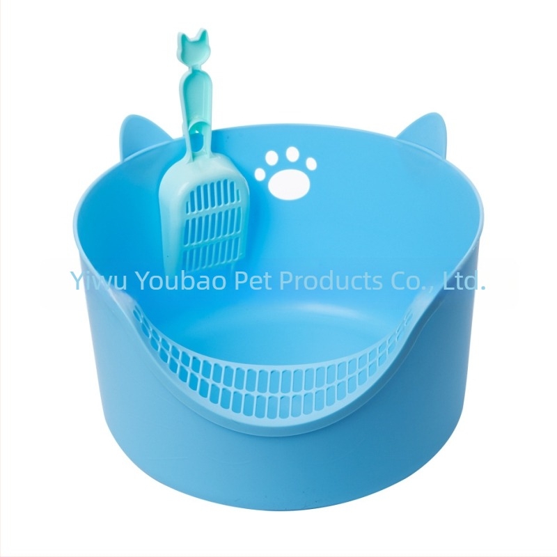 Cutie de nisip pentru pisici, cu design semiînchis, anti-strop, material PP, potrivită pentru pisici și pisoade