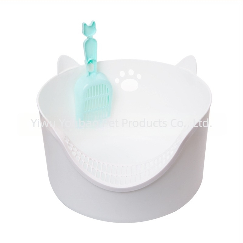 Cutie de nisip pentru pisici, cu design semiînchis, anti-strop, material PP, potrivită pentru pisici și pisoade