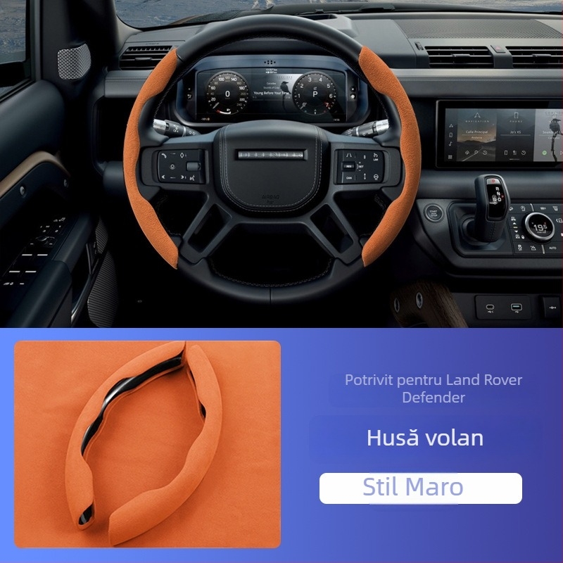 Husă de volan din piele întoarsă, antiderapant, model Aurora 45 Star Pulse, compatibil cu Land Rover Defender și Discovery Sport