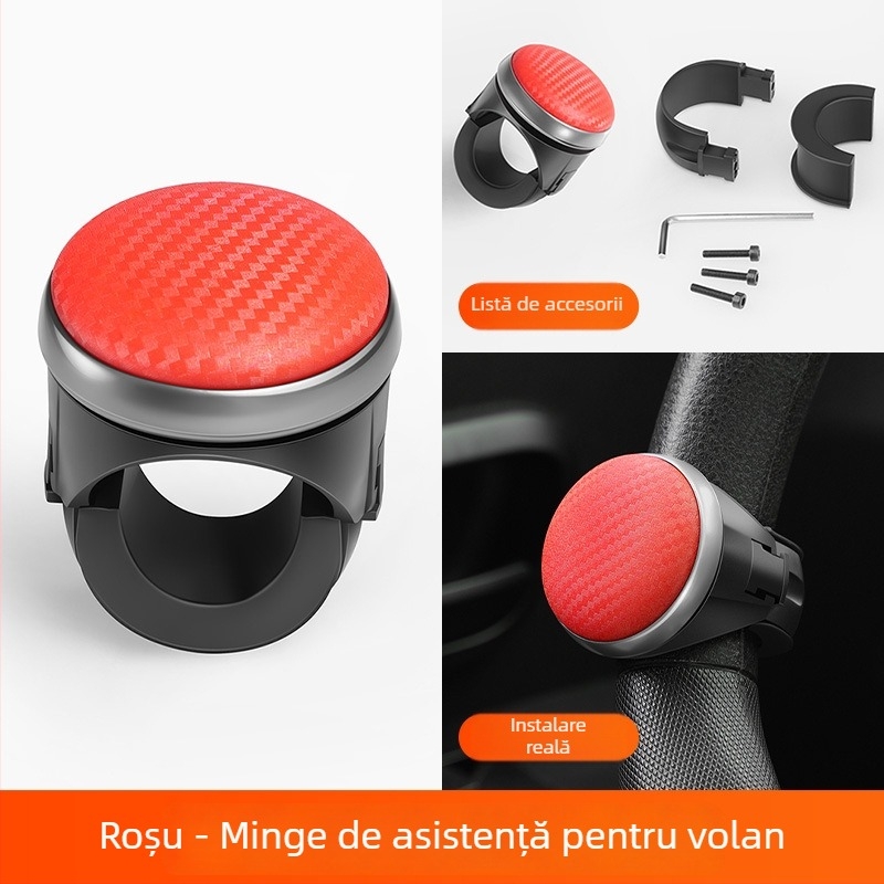 Bilă de amplificare a volanului pentru mașini cu rulment metalic | carcasa ABS; capac din silicon; greutate 71 g; operare cu o mână; potrivit pentru autovehicule; fără logo