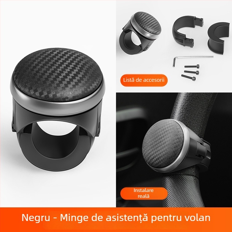 Bilă de amplificare a volanului pentru mașini cu rulment metalic | carcasa ABS; capac din silicon; greutate 71 g; operare cu o mână; potrivit pentru autovehicule; fără logo