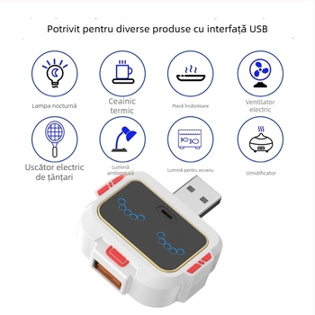 Convertor vocal inteligent USB cu hub și cablu de extindere – control vocal, splitter cu o singură ieșire, fără alimentare externă