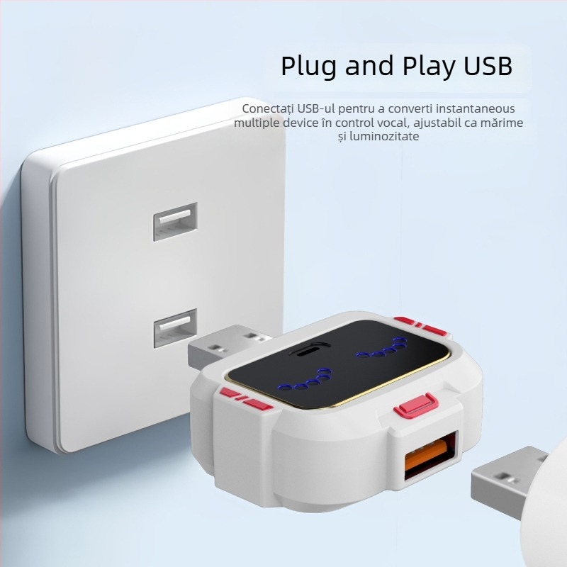 Convertor vocal inteligent USB cu hub și cablu de extindere – control vocal, splitter cu o singură ieșire, fără alimentare externă