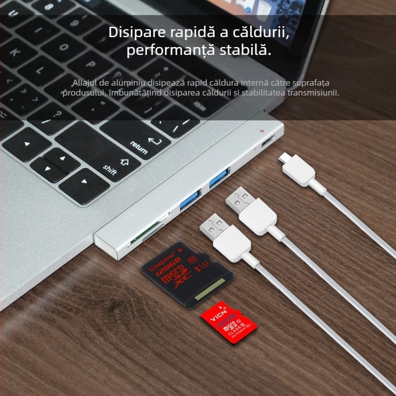 XSOON XS819 Stație docking Type-C, 5 în 1, USB 2.0, alimentare prin bus, cablu de 0,1 m