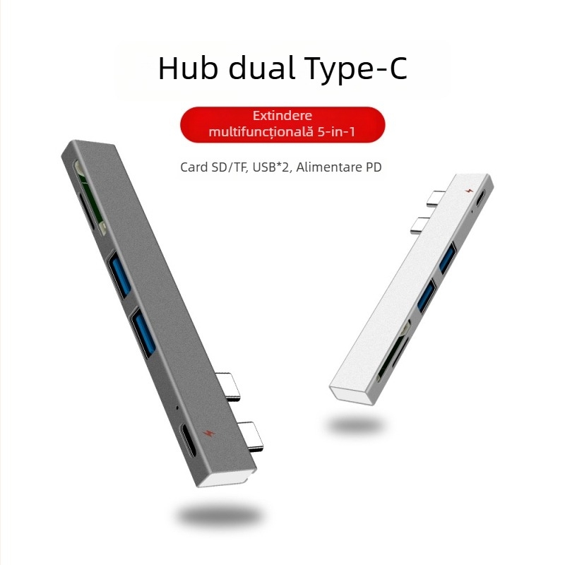 XSOON XS819 Stație docking Type-C, 5 în 1, USB 2.0, alimentare prin bus, cablu de 0,1 m
