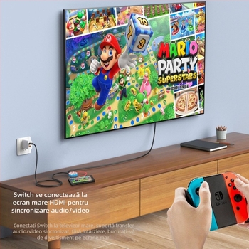 Nothing Switch2 hub rotund – stație docking video USB-C, ieșire video 4K, 3 porturi, cablu de 21 cm, alimentare externă