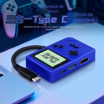 Stație docking HDMI cu hub USB 3.0 (Type-C) – 3 porturi, 5 Gbps, alimentată prin USB