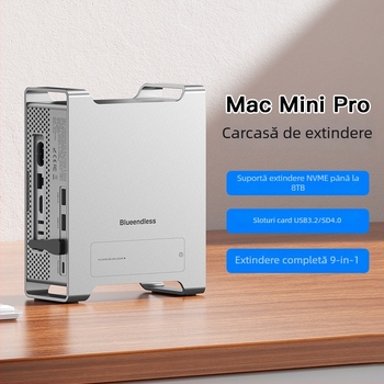 Suport Mac mini cu stație de expansiune și carcasă NVMe pentru SSD, USB 3.2 Type-C, MAC905, transfer de 10 Gbps