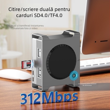 Suport Mac mini cu stație de expansiune și carcasă NVMe pentru SSD, USB 3.2 Type-C, MAC905, transfer de 10 Gbps