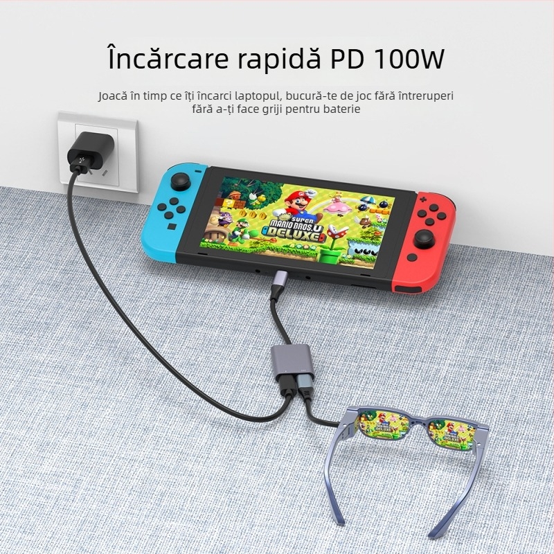 AR ochelari hub – Stație docking USB-C pentru telefoane și tablete, 5 Gbps, cablu de 15 cm, fără alimentare externă, model AC-021