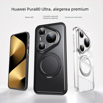 Carcasă Huawei cu suport magnetic rotativ la 360° și protecție împotriva căderii; materiale: TPU, acrilic, aliaj de aluminiu și magnet; suport pentru personalizare
