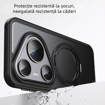 Carcasă Huawei cu suport magnetic rotativ la 360° și protecție împotriva căderii; materiale: TPU, acrilic, aliaj de aluminiu și magnet; suport pentru personalizare