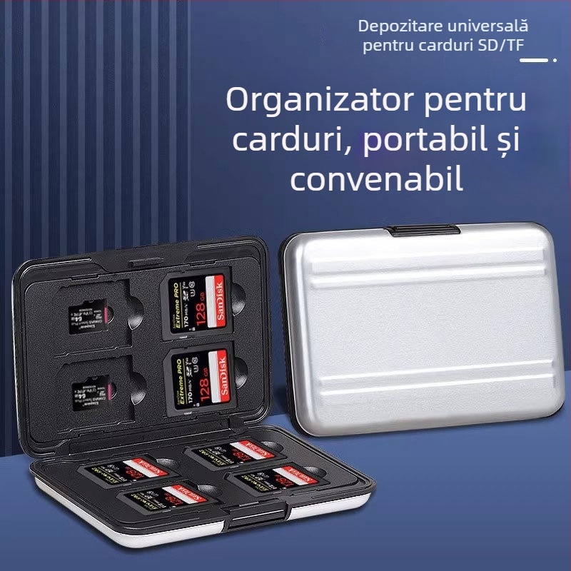 Cutie metalică din aluminiu pentru carduri de memorie SD/TF, model memory card package, stoc disponibil, mostre personalizate