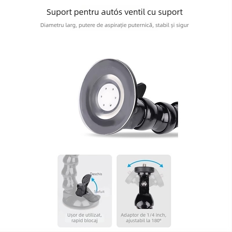 Suport auto pentru cameră DJI PTZ cu ventuză pentru fixare pe geam – plastic, universal