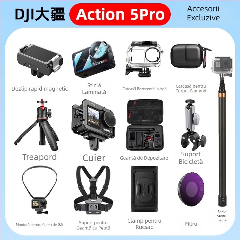 Suport de gât pentru camera de acțiune cu bază magnetică pentru eliberare rapidă și adaptor pentru cap