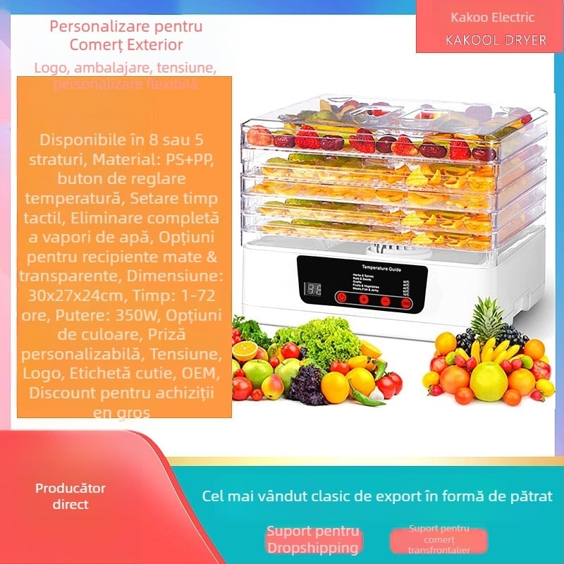 Dehidrator pentru fructe și legume KAKOOL – Model KAKOOL, 220V, 350W, 50Hz, Etichetă privată licențiată disponibilă