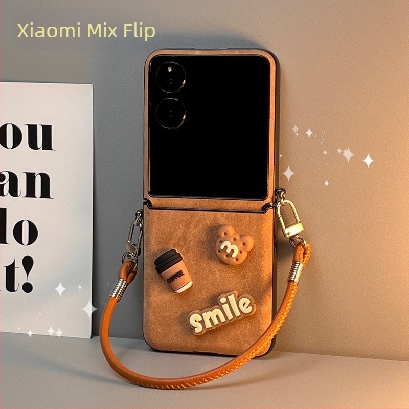 Carcasă pentru Honor Magic V Flip cu design pliabil, textură de blană, protecție completă, axă centrală a balamalei, curea inclusă