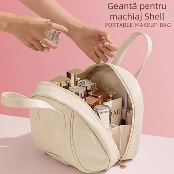 Geantă de machiaj din PU - Impermeabilă, Extensibilă, Culoare solidă, Captușire din poliester, pentru femei