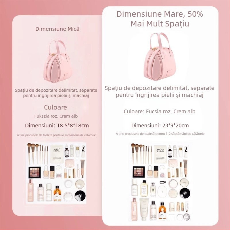 Geantă de machiaj din PU - Impermeabilă, Extensibilă, Culoare solidă, Captușire din poliester, pentru femei
