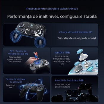 Controler de joc S10 cu funcție Wake-Up printr-un singur click (Model: S10; Conectivitate: Bluetooth/cablu; Compatibilitate: PC/Switch/Android/Apple; Material: ABS; Funcție: Wake-Up printr-un singur click)