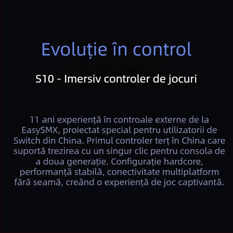 Controler de joc S10 cu funcție Wake-Up printr-un singur click (Model: S10; Conectivitate: Bluetooth/cablu; Compatibilitate: PC/Switch/Android/Apple; Material: ABS; Funcție: Wake-Up printr-un singur click)