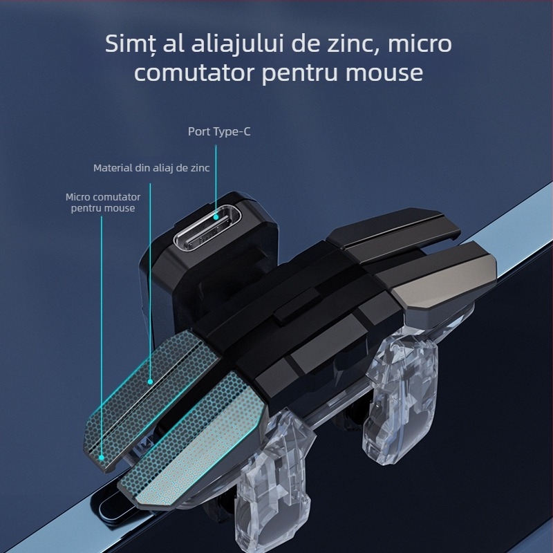 Declanșator pentru jocuri mobile JS65 cu foc pulsativ automat, interfață USB-C, ABS+chip, 60 g