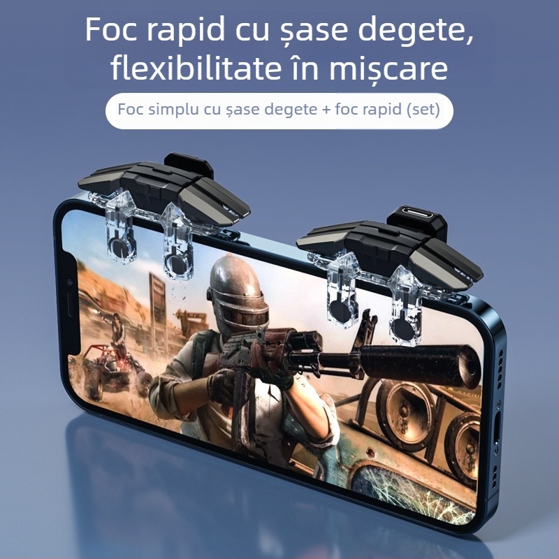 Declanșator pentru jocuri mobile JS65 cu foc pulsativ automat, interfață USB-C, ABS+chip, 60 g