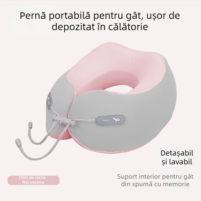 Pernă de gât din spumă cu memorie, în formă de U, portabilă pentru călătorii, potrivită pentru avion și tren, pernă pentru odihnă la birou