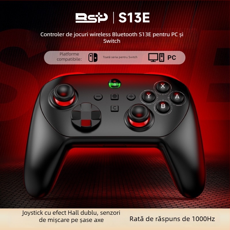 Controller Bluetooth Wireless S13e, Type-C, Compatibil Switch și PC, Carcasă ABS, Greutate 238 g
