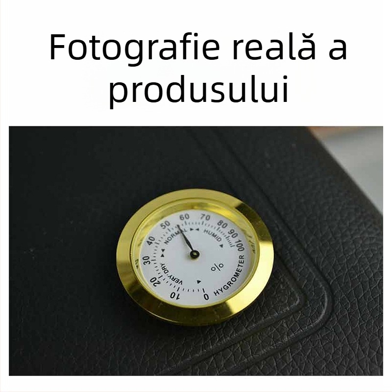 Termometru-higrometru mini încorporat, montat pe vehicul, pentru cutii de trabucuri, instrumente muzicale și bagaje (±1°C, ±5% RH, rezoluție 1°)