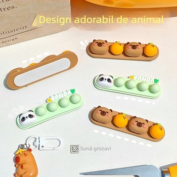 WS-R02 Capibara rulment pentru cabluri din silicon, suport de birou, stil desen animat, PVC, pentru cabluri audio și date