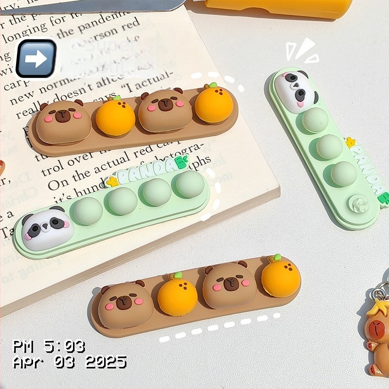 WS-R02 Capibara rulment pentru cabluri din silicon, suport de birou, stil desen animat, PVC, pentru cabluri audio și date