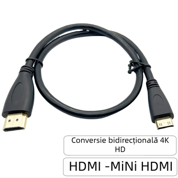 Cablu HDMI A către C, 4K, de la mini HDMI la HDMI standard, 1,5 m, cupru conductiv, contacte placate cu aur