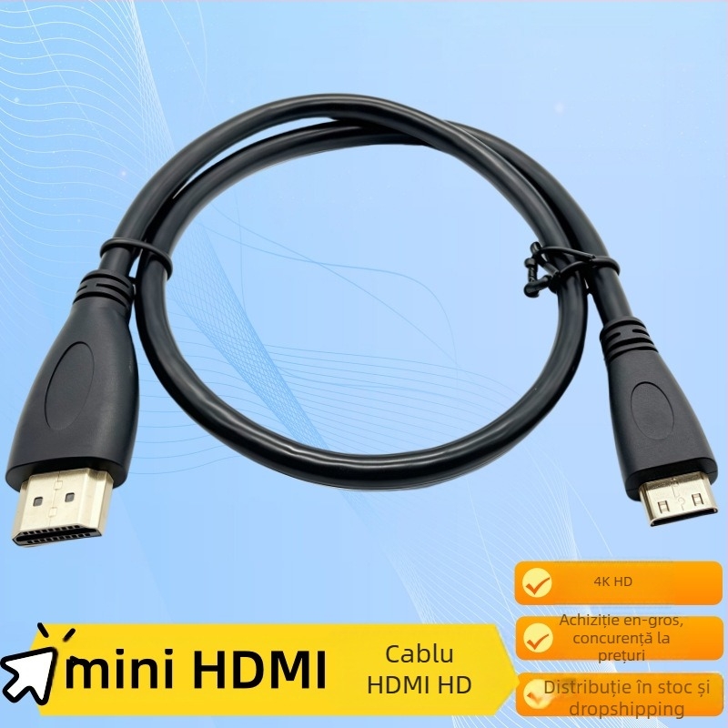 Cablu HDMI A către C, 4K, de la mini HDMI la HDMI standard, 1,5 m, cupru conductiv, contacte placate cu aur