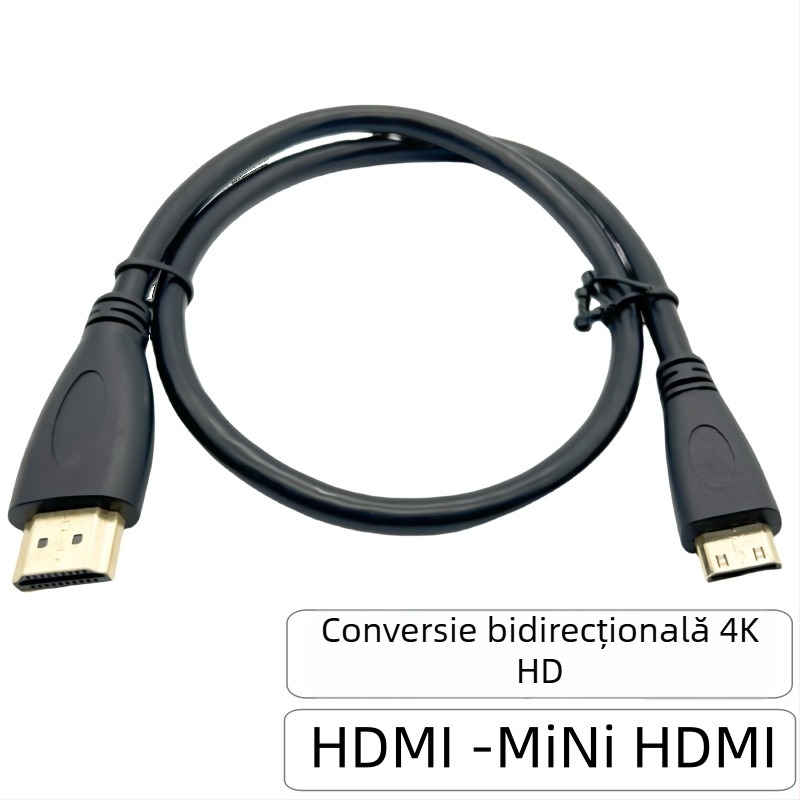 Cablu HDMI A către C, 4K, de la mini HDMI la HDMI standard, 1,5 m, cupru conductiv, contacte placate cu aur