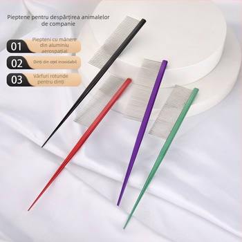 Pieptene de demarcație pentru animale de companie, cu ace din oțel inoxidabil, pentru pisici și câini, vârfuri ascuțite, etichetă privată disponibilă