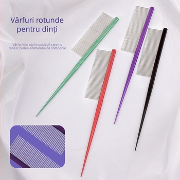Pieptene de demarcație pentru animale de companie, cu ace din oțel inoxidabil, pentru pisici și câini, vârfuri ascuțite, etichetă privată disponibilă