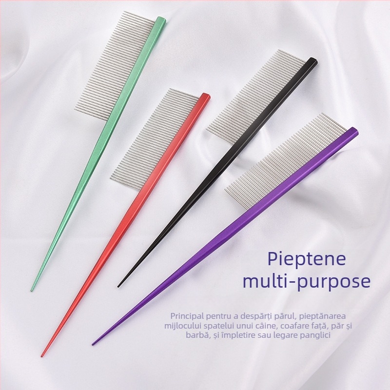 Pieptene de demarcație pentru animale de companie, cu ace din oțel inoxidabil, pentru pisici și câini, vârfuri ascuțite, etichetă privată disponibilă