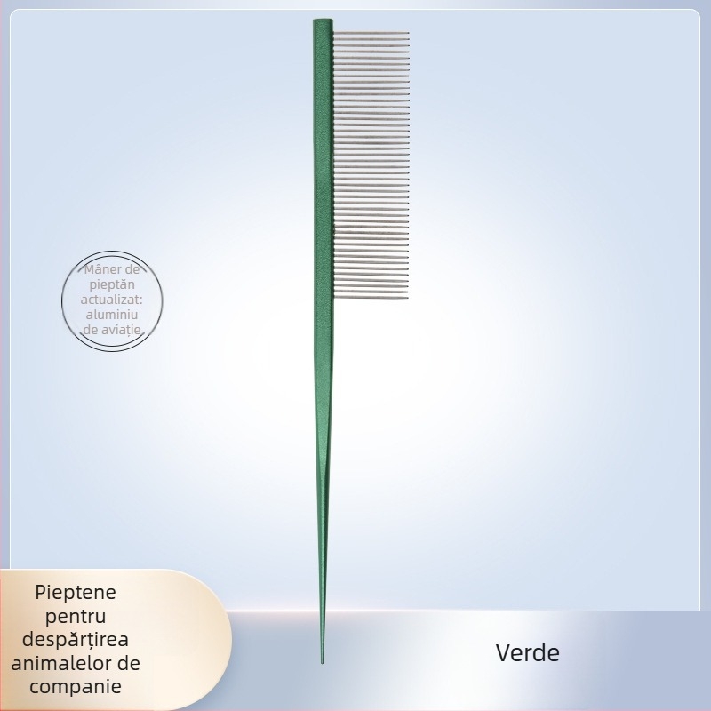 Pieptene de demarcație pentru animale de companie, cu ace din oțel inoxidabil, pentru pisici și câini, vârfuri ascuțite, etichetă privată disponibilă